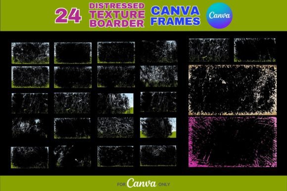 24 Distressed Texture Border Canva Frame: DIY Design for Rustic Charm