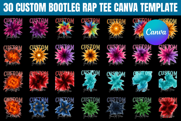 30x Custom Bootleg Rap Tee Template: Create Bold Retro Designs