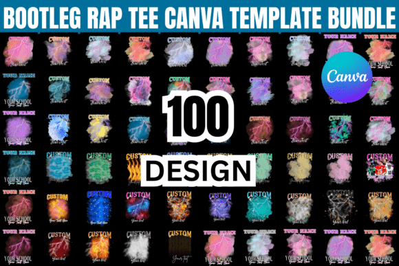 Editable Canva Bootleg Rap Tee Bundle: 90s Design Templates