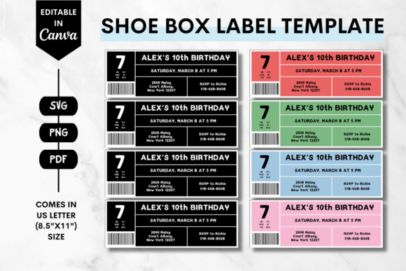 Elevate Your Event with Shoe Box Label Canva Template 3