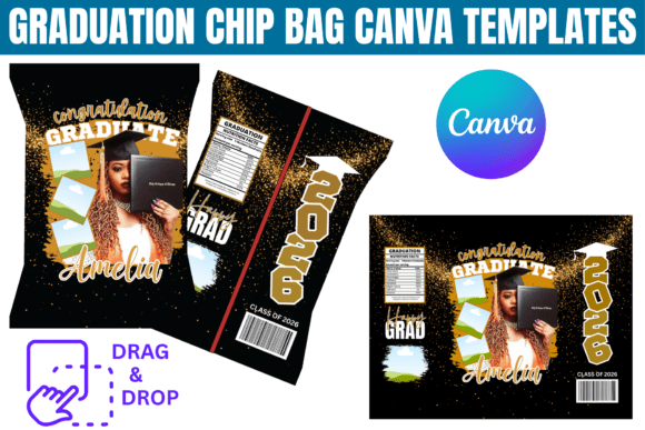 Graduation Chip Bag Canva Template: Create Custom Party Favors