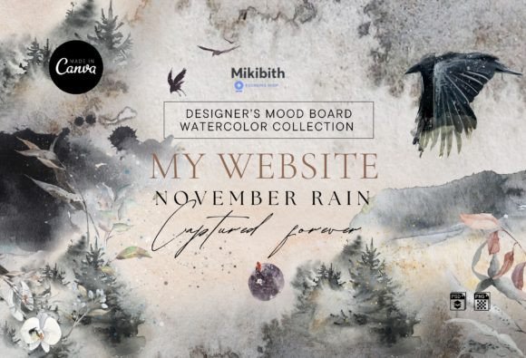 November Rain: A Designer's Watercolor Kit for Canva