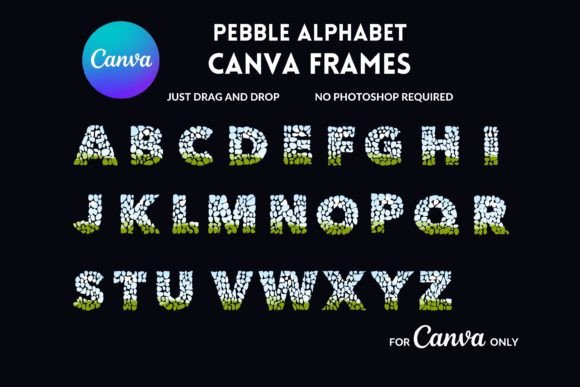 Pebble Alphabet Canva Frames: Nature-Inspired Design