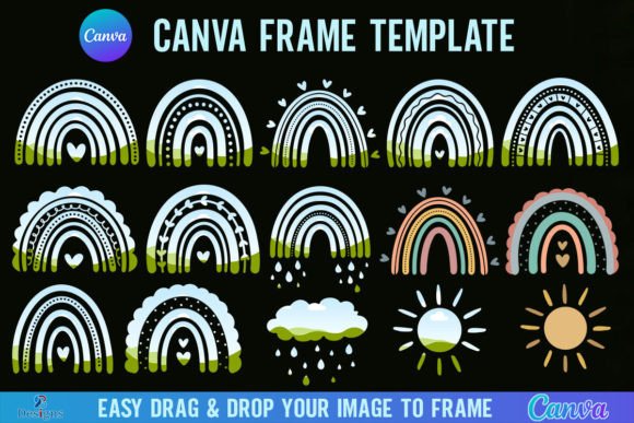 Rainbow Canva Frame Template Bundle: Vibrant Design Assets