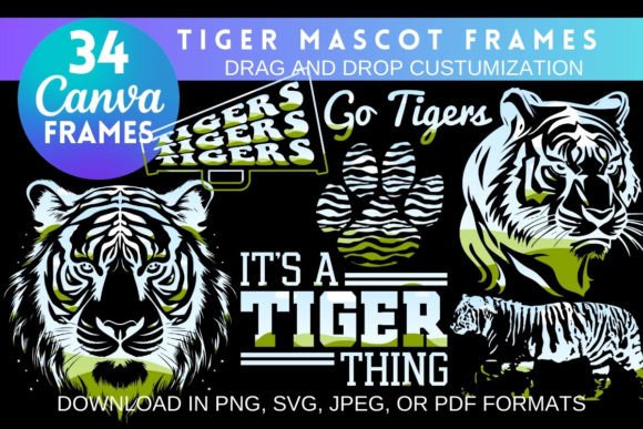 Roar into Creativity with the Tiger Mascot Canva Frame Bundle